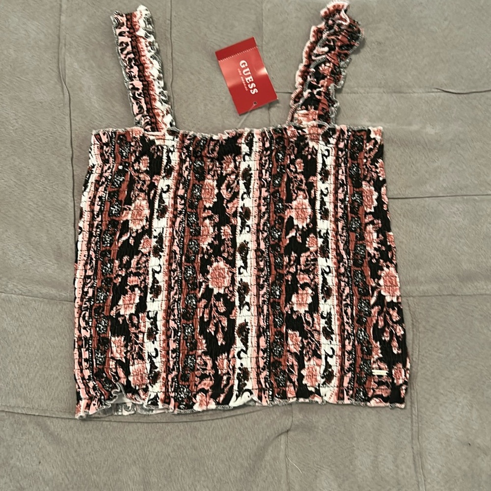 Guess Los Angeles Cotton Tube Top Size Small Crop Stretch Women boho floral